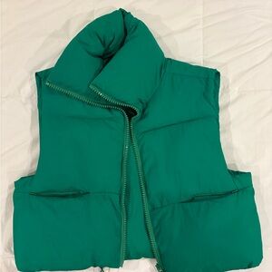 Cropped Green Puffer Vest
